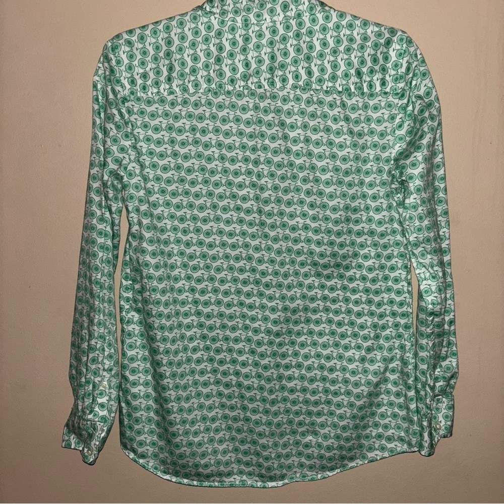 GAP Bicycle Print The Fitted Boyfriend Button Down Shirt Bicycle Print XS - Picture 6 of 11